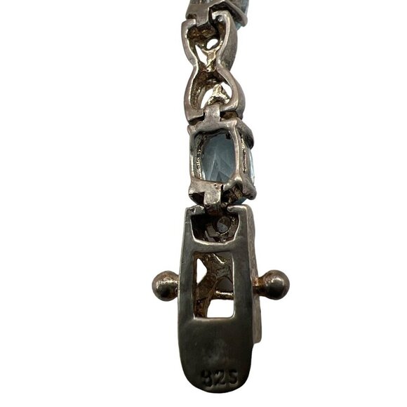 925 Sterling Silver Blue Topaz & Cubic Zirconia Bracelet.  B46 - Picture 10 of 14